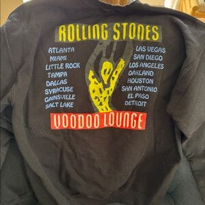 The Rolling Stones Black Crewneck with Red Tongue Graphic